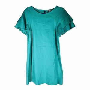 Cremieux Green Linen Dress Women’s Size Small Beachy Coastal Summer Colorful